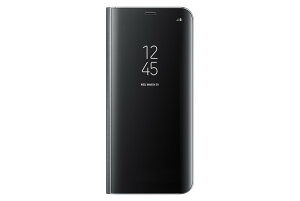 Swehoo Samsung �T���X�� �����i Galaxy S8+ �N���A�r���[ Clear View Standing Cover �蒠�^ �P�[�X �J�o�[�y���s�A���i�z (Black)
