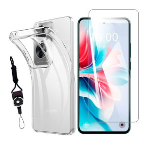 【1枚ガラスフィルム+シリコン ケース】For OPPO Reno11 A 用のフィルム 液晶保護フィルム 強化ガラス 高透過率 気泡ゼロ 指紋防止 飛散防止 For OPPO Reno11 A 用のケース クリア TPU 耐衝撃 落下防止