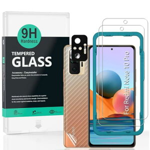Ibywind �K���X�t�B���� Redmi NOTE 10 PRO 4G(6.67")�p ���� �K���X �ی� �t�B���� 2���Z�b�g �J���������Y�v���e �N�^�[�t��(�����ޗ�) �w�ʕی�t�B�����t�� �ȒP�����L�b�g�t��