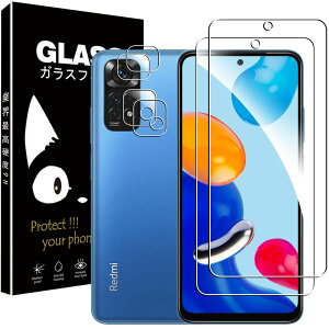 �y2+2���Z�b�g�zXiaomi Redmi Note 11 �p�̃t�B���� Redmi Note 11 �p�̃J�����t�B���� �yHuy�z�t���ی�t�B���� ���Ɏq�f�ލ̗p �����K���X �t�B���� �d�x9H ���� 2.5D �ϏՌ� ������ ���ϋv �ώw�� ��U