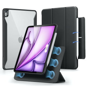 ESR iPad Air 13C` P[X M2 2024p Pencilz_[t O\}OlbgJo[ cu/uX^h Pencil Pro/USB-CSΉ Rebound 360V[Y ubN