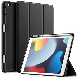 JEDirect iPad 10.2�C���` �P�[�X (2021/2020/2019���f���A��9/8/7����p) Pencil�z���_�[�t�� �\�t�gTPU�o�b�N �X�����ی�J�o�[ �I�[�g�E�F�C�N�A�b�v/�X���[�v�@�\�t�� (�u���b�N)