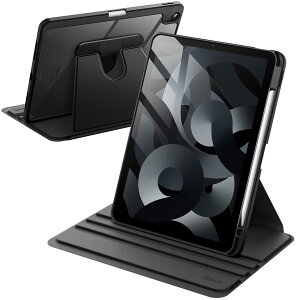 JEDirect ]P[X iPad Air 11C` M2 (2024)AiPad Air 5/4p (2022/2020A5/4A10.9C`) Pencilz_[t 360°]ی X^hJo[ NAobN EFCN/X[v (ubN)