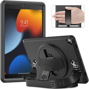 Timecity iPad 9/8/7 P[X ʃtB 360xX^h yz_[t nh  V_[Xgbv hoW R[i[ی n[h P[X iPad 10.2 P[X (ubN)iK