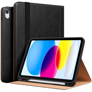 Maledan 対応iPad 10世代 ケース 対応iPad 10.9 ケース 2022 二段階角度調節 ペンシル収納機能 PUレザー テレワーク用 オートスリープ/ウェイク機能 耐衝撃 手帳型 対応iPad 第10世代 ケース