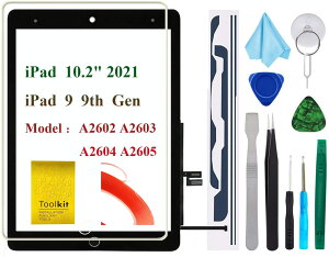 TPhaelay �u���b�N �^�b�`�X�N���[�� �����iIpad 9 ��9���� �f�W�^�C�U�C�[ 2021 (A2602 A2603 A2604 A2605) 10.2�C���` + �v���C���X�g�[���ڒ��܁i�z�[���{�^���t���j