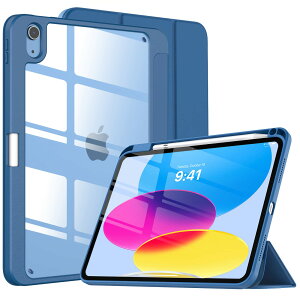 iPad 第10世代 ケース 10.9インチ 2022モデル iPad 10.9 ケース TiMOVO iPad 10.9インチ第10世代 カバー ipad ケース 第10世代 Apple Pencil ホルダー付 ペン収納 透明バック 薄型 PUレザー キズ防止 三つ折り TPU