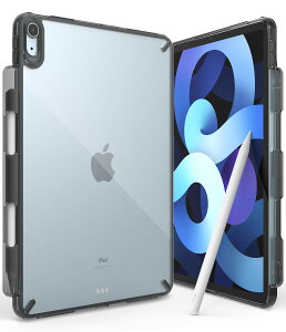 yRingkeziPad Air 6 / Air 5 / Air 4 P[X FUSION TPU+PC ΂݂ɂ ω h~ ϏՌ Qi[dΉ (10.9C`/11C`) ^ubgP[X (Xgbvz[) - Smoke Black