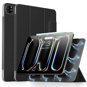 Aoub iPad Pro 11 C` P[X 5 2024 p }Olbg Cz Jo[ O܃X^h Pencil Pro/USB-CSΉ Pencil ProCX[dΉ I[gX[v/EFCNΉ ubN