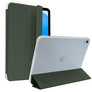 MS factory iPad 第10世代 用 ケース カバー 10.9 2022 アイパッド 10 背面透明 軽量 耐衝撃 ソフト フレーム スタンド オートスリープ パイングリーン IPD-10-S-TPU-DGR