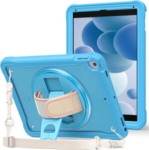 ProCase iPad 6����E5���� �V�����_�[�P�[�X 9.7�C���` Air 2 Air 1�ɂ��Ή� ���|���� �q���E�����Ɨp �ϏՌ� �������J�o�[ �y�����[ 360°��]�X�^���h ���t�� 3�w�ی�i�u���[�j