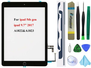 �u���b�N�^�b�`�X�N���[�������p iPad 5 2017 9.7�C���` A1822 A1823 �f�W�^�C�U�[�K���X�A�Z���u�� �z�[���{�^�� + �v���C���X�g�[���ڒ��� + �c�[���L�b�g