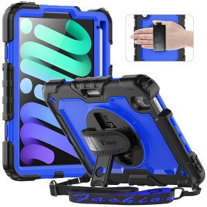 Timecity iPad Mini7/ Mini6 �P�[�X (A17 Pro�A2024�V���f��) �ϏՌ� iPad Mini ��7/6���� �P�[�X 8.3�C���` �����ی� �ی�t�B�����t�� 360�x��]�X�^���h �y�����[ ���R �n���h&�V�����_�[�X�g���b�v�t�� ��