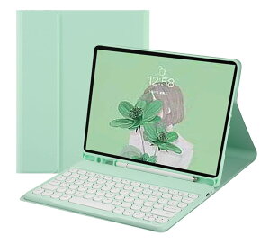 iPad mini7 キーボード A17 Pro 2024/ iPad Mini 6 キーボードケース 丸型キー 可愛い カラーキーボード カラフル iPad Mini 第6/7世代 丸い 分離式 キーボード付き カバー ペンシル収納可能,ミント