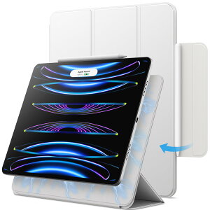 JEDirect iPadPro12.9�C���` �P�[�X ���f�� 2022/2021/2020/2018���f�� �}�O�l�b�g�X�z���� Pencil2�Ή� �O�܃X�^���h �I�[�g�E�F�C�N�A�b�v/�X���[�v�@�\iPad Pro 12.9 6/5/4/3�p (�V���o�[)