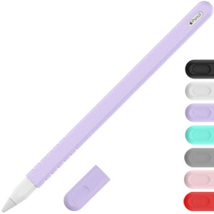 YINVA スリーブはApple Pencil 第2世代に対応し、グリップケースパーツ iPad Pencil 第2世代のペン先付きキャップ(パープル)