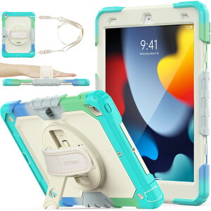 SEYMAC stock iPad 10.2C` 9/8/7 P[X ϏՌ یtBt y[ 360°]X^h nhXgbv V_[Xgbv SʕیJo[ (FƂǂ+Cgu