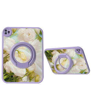 360�x��] iPad mini7 iPad Mini 6 �P�[�X �ԕ� �c�u�� �X�^���h 2024 iPad Mini A17 Pro / iPadmini6 �J�o�[ ���� PU TPU �\�t�g�P�[�X �C���X�g �I���W�i�� ���t�� �t�����[ ����,Color F+Purple