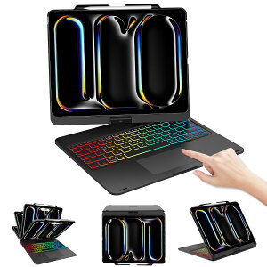 【2024年新型】iPad Pro用 13インチ M4 キーボード ケース Bluetooth キーボードカバー 7色レインボー&呼吸バックライト 360°回転 180度フリップ iPad Pro 13 キーボード付き ケース 一体型 2024専用 ス