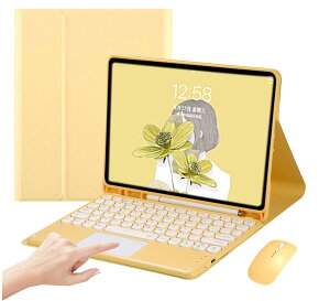 タッチパッド搭載 2024 iPad Air 11インチM2 キーボード ケース マウス付き 3点セット マウス機能 可愛い iPad Air4 Air5 キーボード カバー 丸型キー ペンホルダー付き 分離式 Bluetooth キーボード ト