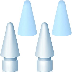 SIXFU Apple Pencil用チップ 第2世代チップ&第1世代用チップ 紙のような感覚 静音プロテクターカバー iPad Pro Pencil 2 & 1 Gen iPencil Tips用 (4パック ブルー)