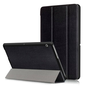 Kepuch Custer �P�[�X �Ή� Huawei MediaPad T3 10 AGS-W09 AGS-L09 AGS-L03, PU���U�[ �y�� �J�o�[ - �u���b�N