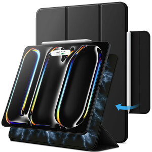 JETech iPad Pro 13C` M4i2024jp }OlbgP[X Pencil Pro/PenciliUSB-CjɑΉ ͂ȎC X O܂X^h^ubgJo[ EFCN/X[v@\t (ubN)