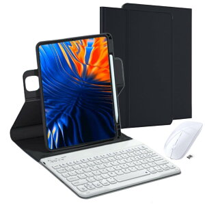 マウス付き iPad 10世代キーボード ケース iPad 第10世代 10.9インチカバー 可愛い カラーキーボード付き 360°回転 磁気吸着 球状くぼみキー ペン収納 透明 クリア 背面カバー 取り外し可能 マグ