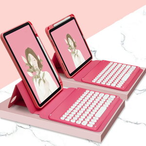 縦置き iPad 第10世代 2022 キーボード ケース 磁気吸着 丸型キー 透明 クリア カバー 取り外し可能 Apple Pencil 収納 iPad 10 10.9インチ 分離式 キーボード付き マグネット カバー (iPad 第10世代, 濃い