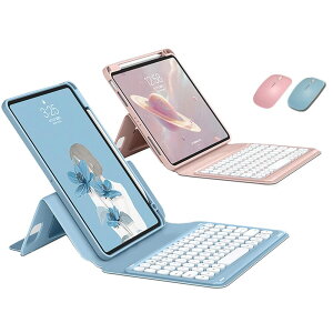 マウス付き iPad 第9世代 第8世代 第7世代 Air3 Pro 10.5 キーボードケース 縦置き 磁気吸着 丸いキー iPad 9 8 7 アイパッド 10.2 10.5 インチ ケース マグネット式 透明カバー 分離式 カラーキーボード