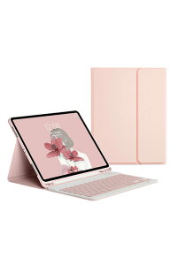 ホビナビ iPad キーボード付きケース iPad Pro12.9 インチ 第6世代 ペン収納 ペンシル タブレット 軽量 オートスリープ スタンド 英語配列 脱着式 Bluetooth ピンク