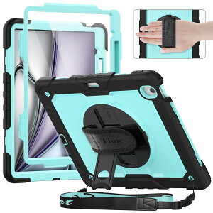 Timecity iPad Air 13�C���` �P�[�X 2024�V���f�� �ϏՌ� iPad Air M2 �P�[�X 13�C���` �O�w�ی� ��� 360°��]�X�^���h ��ʕی�t�B���� �V�����_�[�X�g���b�v&�n���h�X�g���b�v �y�����[�t�� iPad Air 1