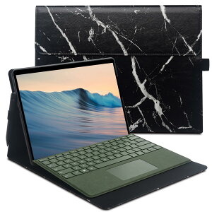 xisiciao 保護 ケース サーフェス用 プロ 7 / 7+/6 / 5 / 4 スタイラス ホルダー付き マルチプル 角度 ポリエステル スリム 軽量 カバー コンパチブル タイプ カバー キーボード 付き (黒い大理石)