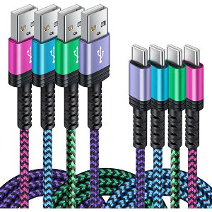 USB Type C P[u y1.8m 4{*4Fz 3A}[d QC3.0Ή ^Cvc[dP[u ϋv iC USB A to USB C P[u iPhone15V[YAGalaxy A35 S24 Ultra A55AMotorola Moto G Stylus 5G 2024̑Android USB-