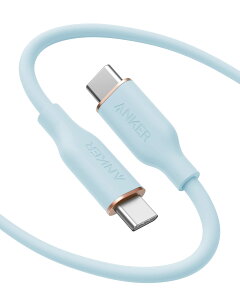 Anker PowerLine III Flow USB-C & USB-C ケーブル Anker絡まないケーブル PD対応 シリコン素材採用100W iPhone 16 / 15 Galaxy iPad Pro MacBookPro/Air 各種対応 (1.8m アイスブルー)