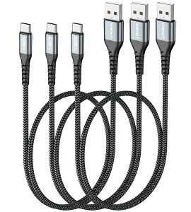 SUNGUY USB C �P�[�u�� 0.5M �y3�{�Z�b�g�z QC3.0�ő�18W�}���[�d �^�C�vc �P�[�u�� 50cm �Z�� type c �P�[�u�� USB2.0�f�[�^�]�� �i�C�����҂� ���ϋv�� iPhone16 �V���[�Y/Galaxy S24 ultra/iPad Pro/iPad air 5 /Xperia