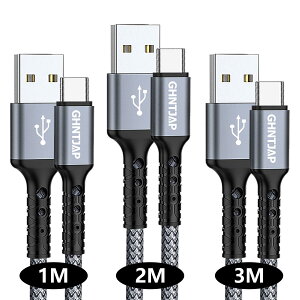 GHNTJAP USB Type C P[u y1m+2m+3m/3{Zbgz USB A to USB C P[u 3A}[d QC3.0/2.0Ή iPhone15/Galaxy/Pixel/Xperia/LG^Cvc@Ή iC҂ O[