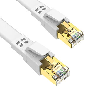 Ankuly CAT8 LANケーブル カテゴリー8 ウルトラフラットケーブル 40Gbps/2000MHz ランケーブル やわらか FTPシールド イーサネットケーブル サーバー 企業様向け 業務用 屋外用 CAT8準拠 (7m-ホワイト)