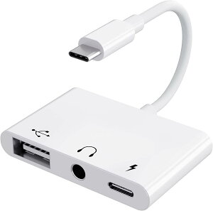USB C ϊA_v^ 3in1 USB+3.5mm CzWbN ϊP[u USB Type C USBJA_v^ ^CvC OTGP[uUSB-C [d Cz  iPhone 15/MacBook Pro/MacBook Air/iPad Pro/Xperia XZ/Galaxy S10ȂǂɓK