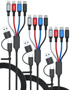 6-in-1 }`[dP[u 1.8[gÃfoCXɑΉ[dP[uAiPhoneAUSB-CAMicro USBɑΉ - }`GhusbP[u2.4A̍[dT|[gAUSBUSB-CdA_
