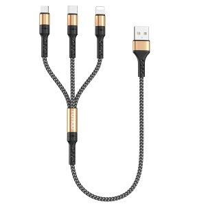 RAVIAD 3in1 充電ケーブル 短い 0.5M USB ケーブル 3A 急速充電 3イン1 充電コード USB Type C ケーブル Micro USB ケーブル Phone 充電ケーブル 3台同時給電可能 Phone Android タイプC Phone 14 13 12 Galaxy S23 S22 21 S