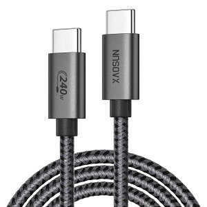 XAOSUN USB C ケーブル 240W 5M 超急速充電 140W充電対応 USB Type C 2.0 ケーブル 480Mbps iphone 15 plus pro max、MacBook Pro、iPad mini、Matebook、iPad Pro、Xperia、Galaxy等Type C機種対応
