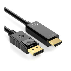 DP - HDMI 変換ケーブル 4K@30Hz 単方向伝送 金メッキコネクター DPポートが搭載されたノートPC、デスクトップPCをサポートし、テレビ、モニターなどのデバイスに出力可能です 1.8m ブラック