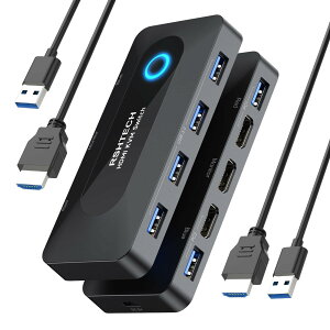 KVMXCb`RSHTECH USB ؑ֊ HDMI 4K@60Hz A4 USB 3.0 |[g p\R2p L[{[h}EXv^[1HDj^[ HDMIP[u2{AUSBP[u2{t؂ւ(RSH-A301)