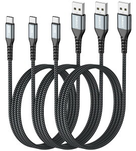 SUNGUY USB Type C �P�[�u�� 1M �y3�{�g�z QC3.0/2.0�ő�18W�}���[�d �^�C�vc�P�[�u�� type c �P�[�u�� USB2.0�f�[�^�]�� �i�C�����҂� ���ϋv�� iPhone16 �V���[�Y/Galaxy S24 ultra/iPad Pro/iPad air 5 /Xperia���̑�USB-