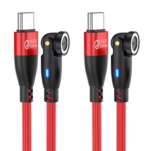 JJ JULIE JAPAN �}�O�l�b�g�[�d�P�[�u�� 9pin PD 60W �P�[�u���̂� �[�q�Ȃ� QC �f�[�^�ʐM�Ή� �X�C���O�w�b�h ���b�h (1m,2�{)
