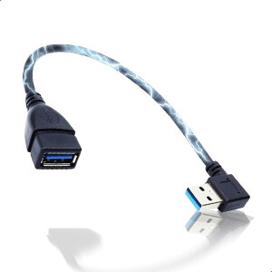 USB USB3.0 L型 延長ケーブル USB延長 USB方向変換 変換コネクタ 方向変換ケーブル 左向き 5Gbpsのデータ転送同期リード 直角 角度 90度 タイプAオス 約20cm