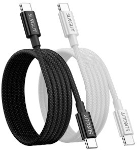 【2本セット】SUNGUY Type C to Type C ケーブル 【1m+1m PD対応 60W急速充電】 USB-C & USB-C ケーブル データ転送 高耐久性のナイロン編み 断線防止 iPhone15 / 15Proシリーズ 充電ケーブル MacBook Pro、iPad Pro/A