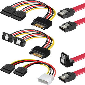 Xiatiaosann SATA�P�[�u�� Sata3�f�[�^�d��SSD��HDD �P�[�u�� IDE SATA�d�������P�[�u���A�y���t�F�����d��4�s������ 2x SATA 15�s���d���R�[�h�ASATA ����d���P�[�u���A�n�[�h �h���C�u �P�[�u�� �L�b
