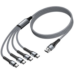 SIQIWO �}���` USB C �P�[�u�� �}���[�d [1.2M/2�p�b�N] QC 3.0(3A) USB C �X�v���b�^�[�P�[�u�� 4 in 1 �[�d�R�[�h 4�̃^�C�vC�|�[�g�t�� iPhone 16 15 Pro/iPad Air/Pro/Samsung Galaxy S24 S23/Sony Xperia/LG/Fujitsu�ɑΉ�